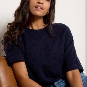 Evereve, Sami Pullover Short Sleeve Sweater, Navy Blue